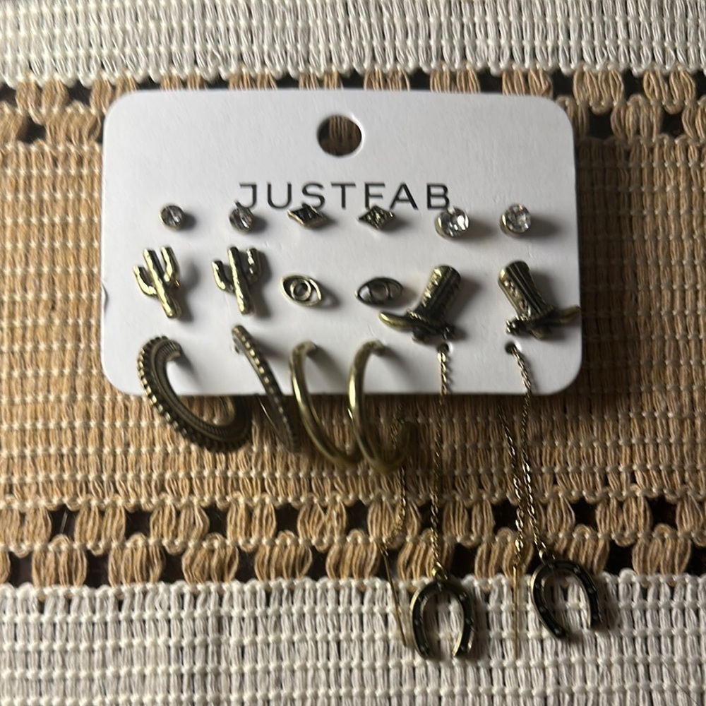 Set of Nine Antique Gold Tone Earrings - Picture 2 of 16